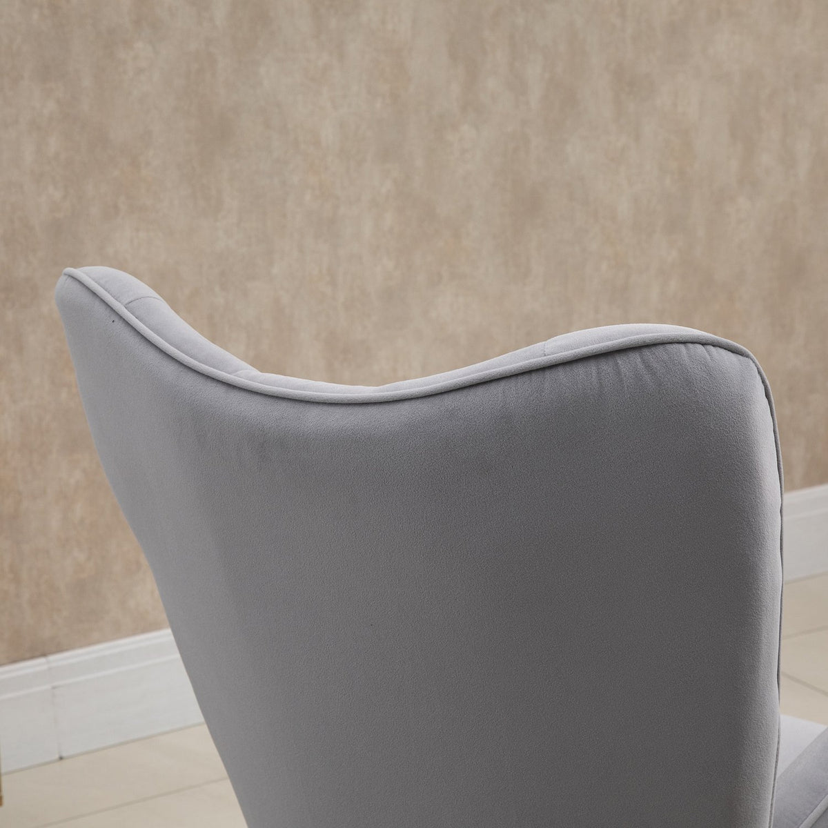 Rocking chair, ergonomic swing chair, armchair, nursing chair with velvet look, rocking chair can hold up to 150 kg, for bedroom, living room, light gray