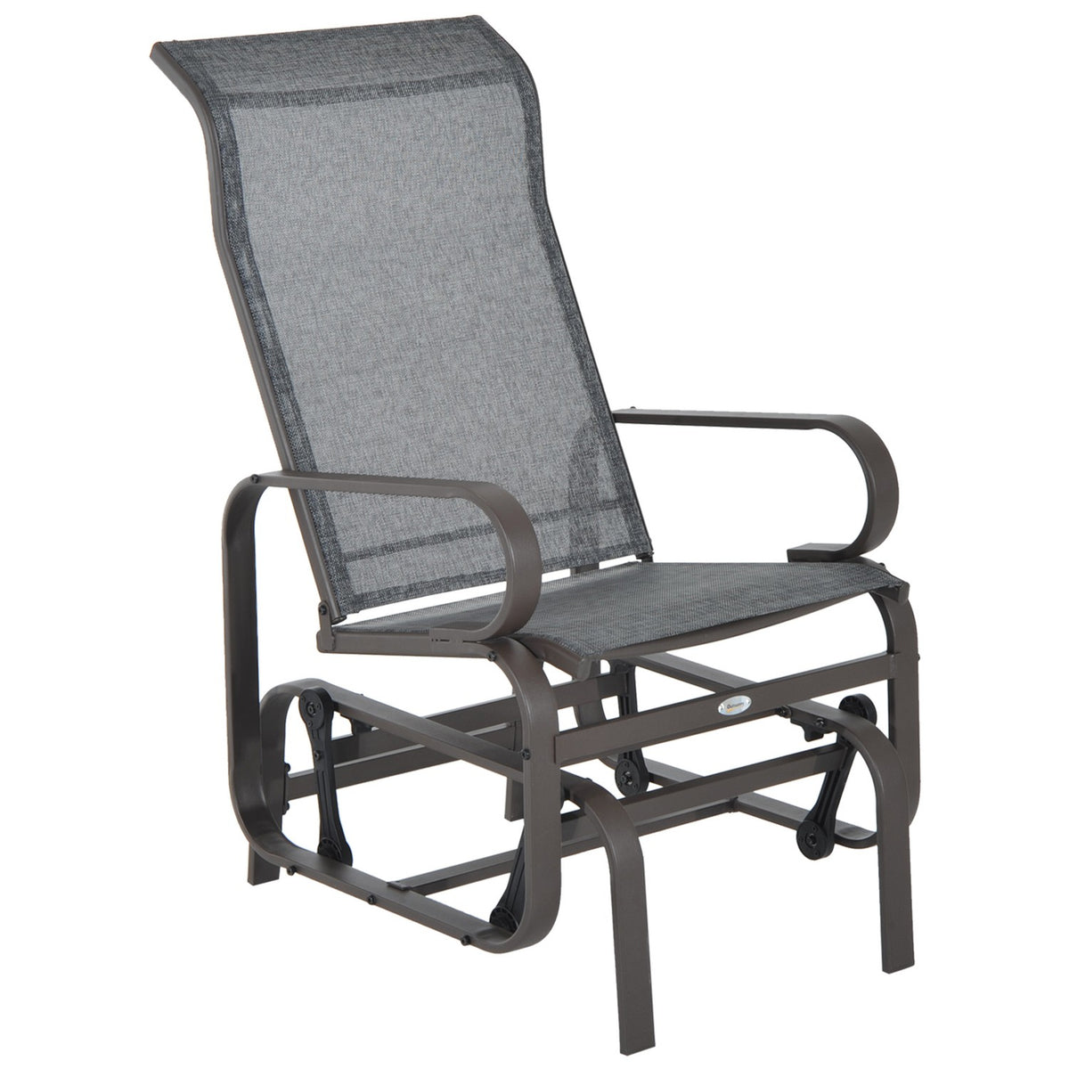 Rocking chair garden chair relaxation chair 60x75x104cm metal garden swing for terrace balcony with text line
