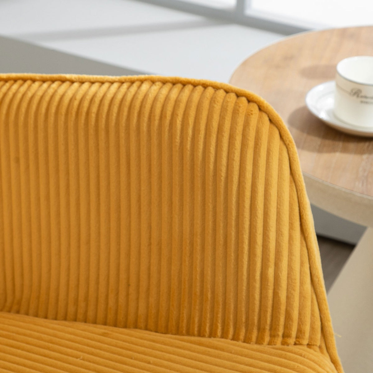 Rocking chair, rocking chair with Berber fleece look, armrest, armchair with wooden runners, relaxation chair for living room, bedroom, yellow