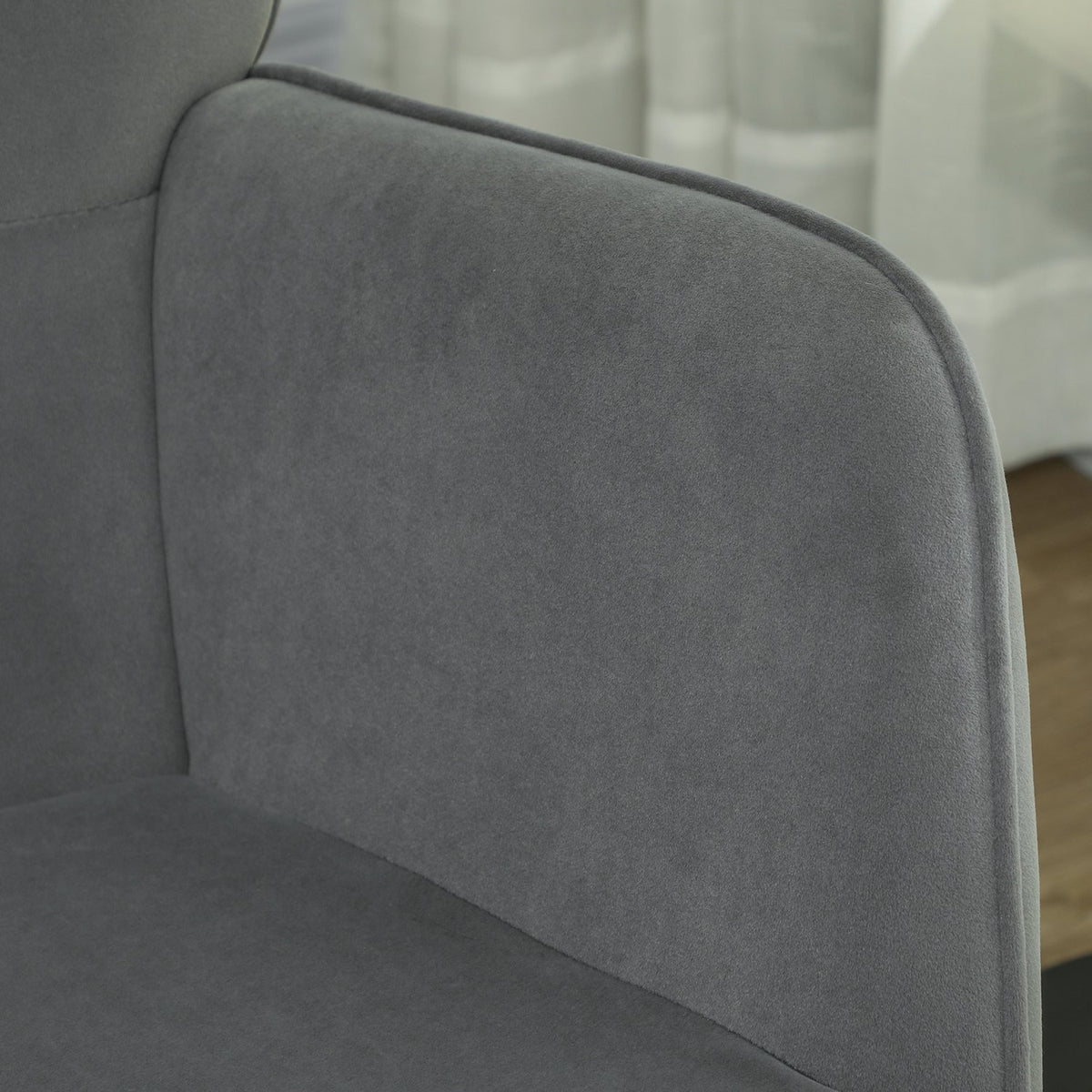 Rocking chair, rocking chair with velvet look, armrest, armchair with wooden runners, relaxation chair for living room, bedroom, dark gray