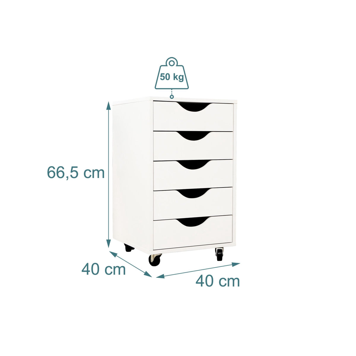 Roll Container with 5 Drawers, Mobile Office Storage