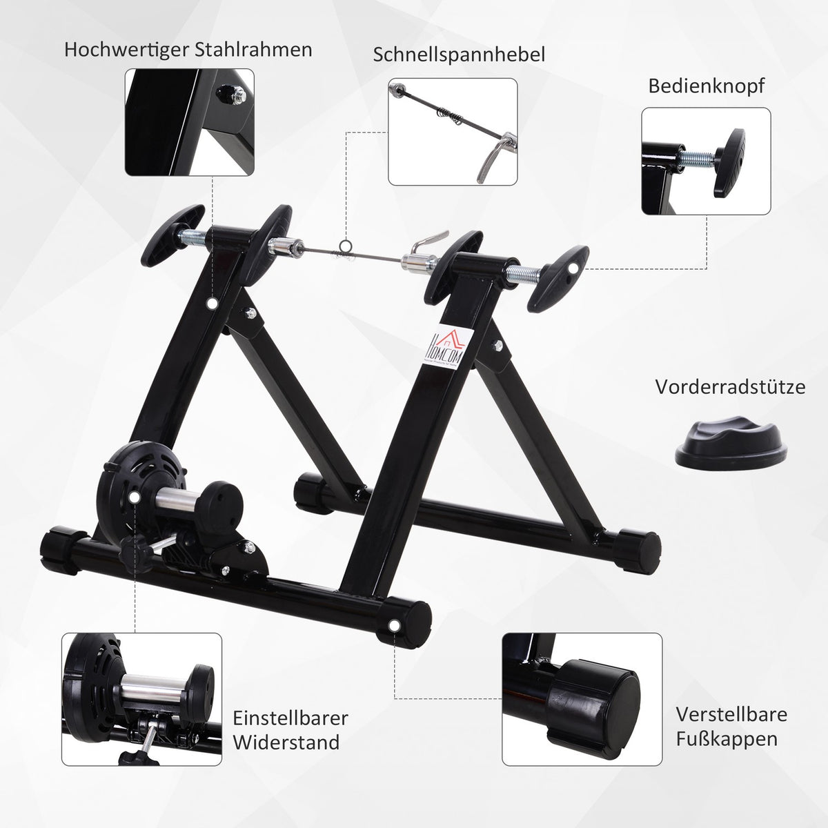 Roller Trainer Bicycle Trainer With Magnetic Brake, For 26"-28"/700C Wheels, Steel Construction, Black