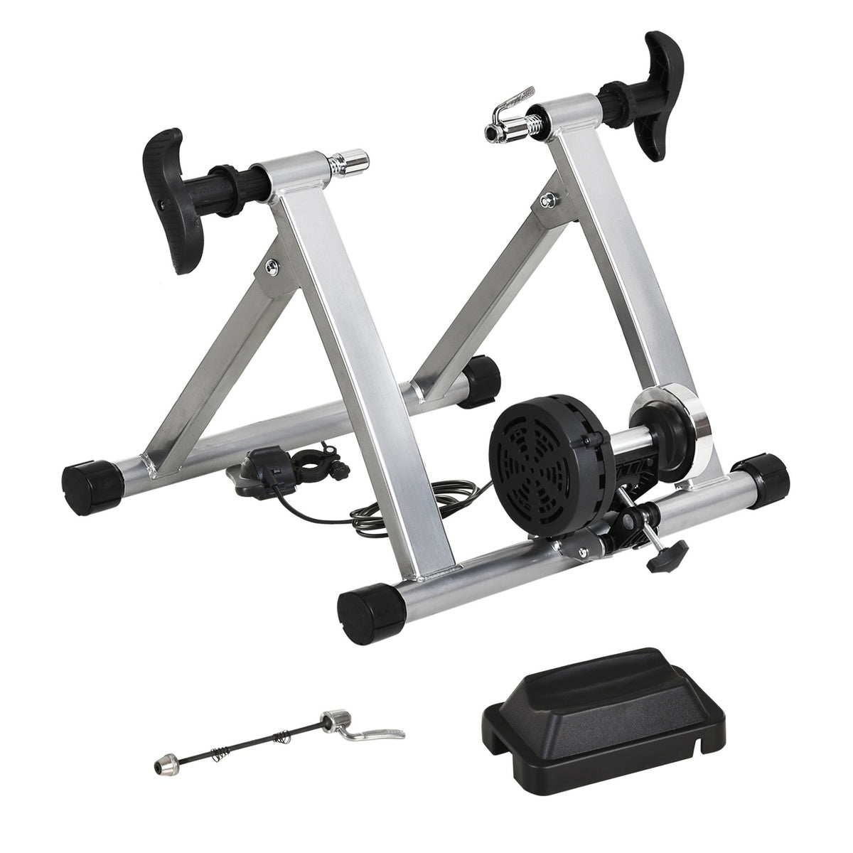 Roller Trainer Road Bike Bicycle Trainer Indoor Magnetic Brake Foldable Adjustable 26"-28" Or 700C Steel Silver
