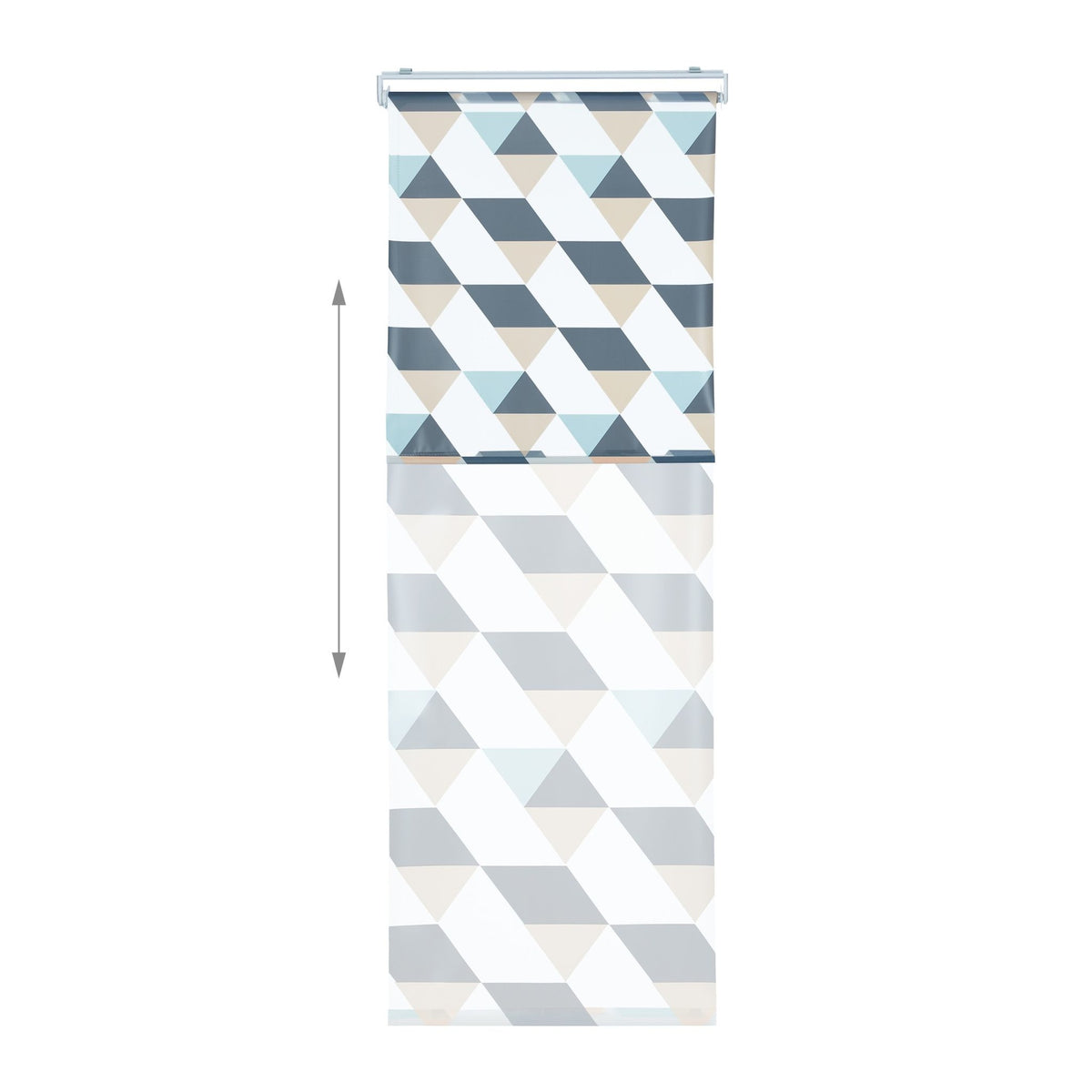 Roller blind for shower with geometric design