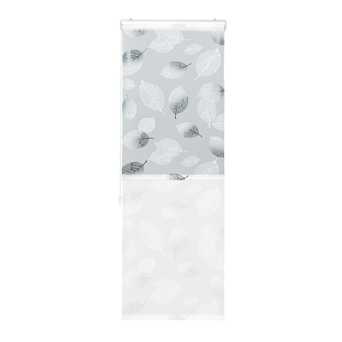 Roller blind for shower with leaf design
