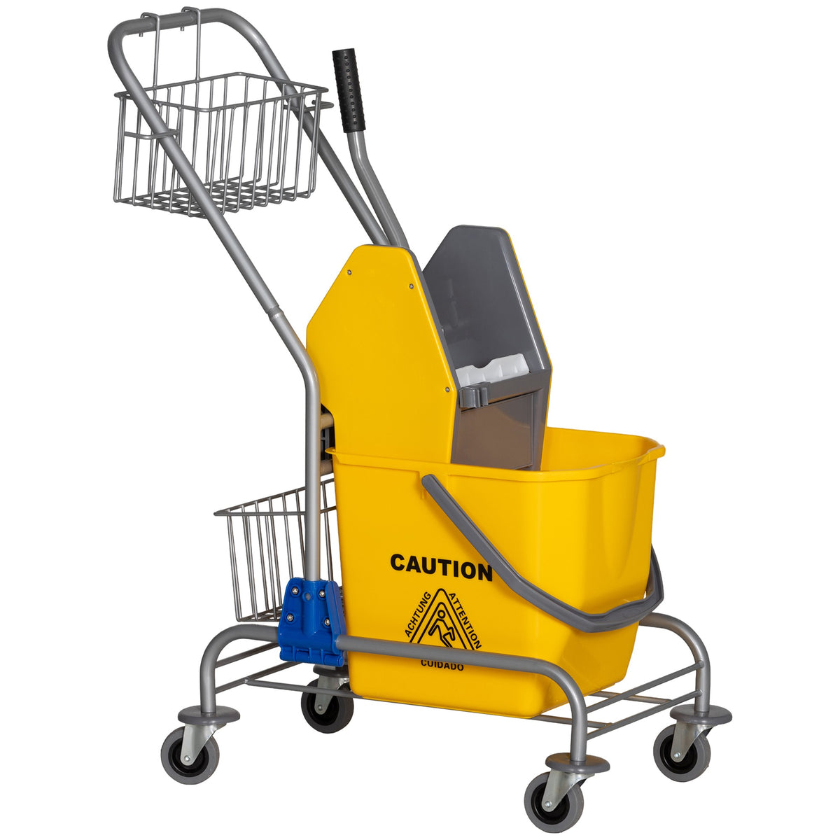 Rolling Cleaning Bucket, 26L, Plastic, Metal Handle