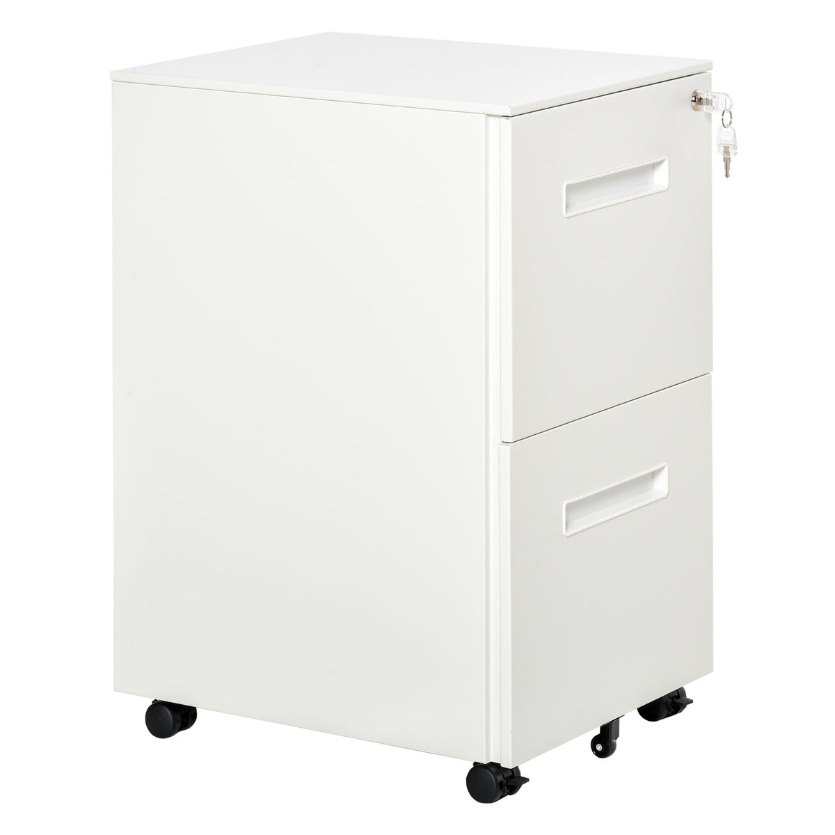 Rolling Container Filing Cabinet With 2 Drawers, Lockable, Wheels, A4, Steel