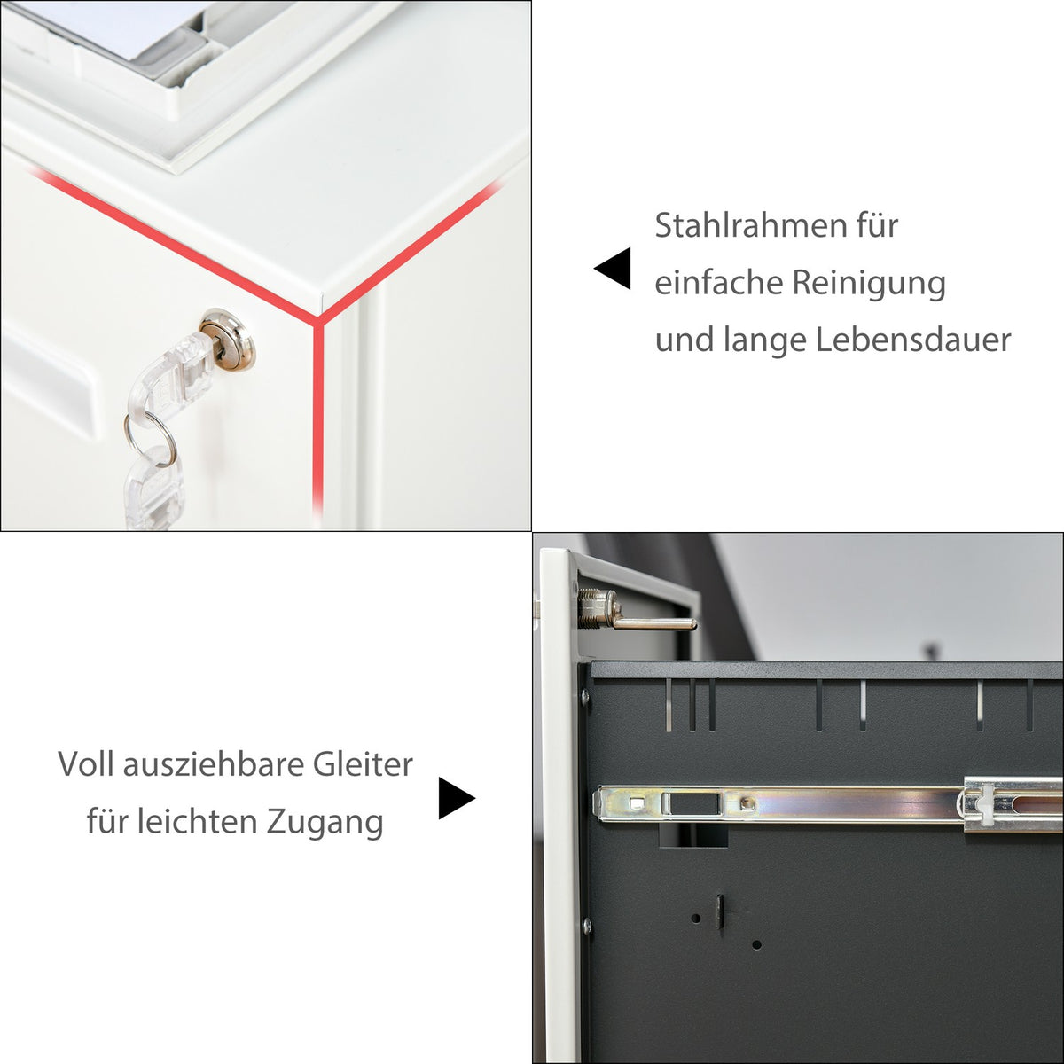 Rolling Container Filing Cabinet With 2 Drawers, Lockable, Wheels, A4, Steel