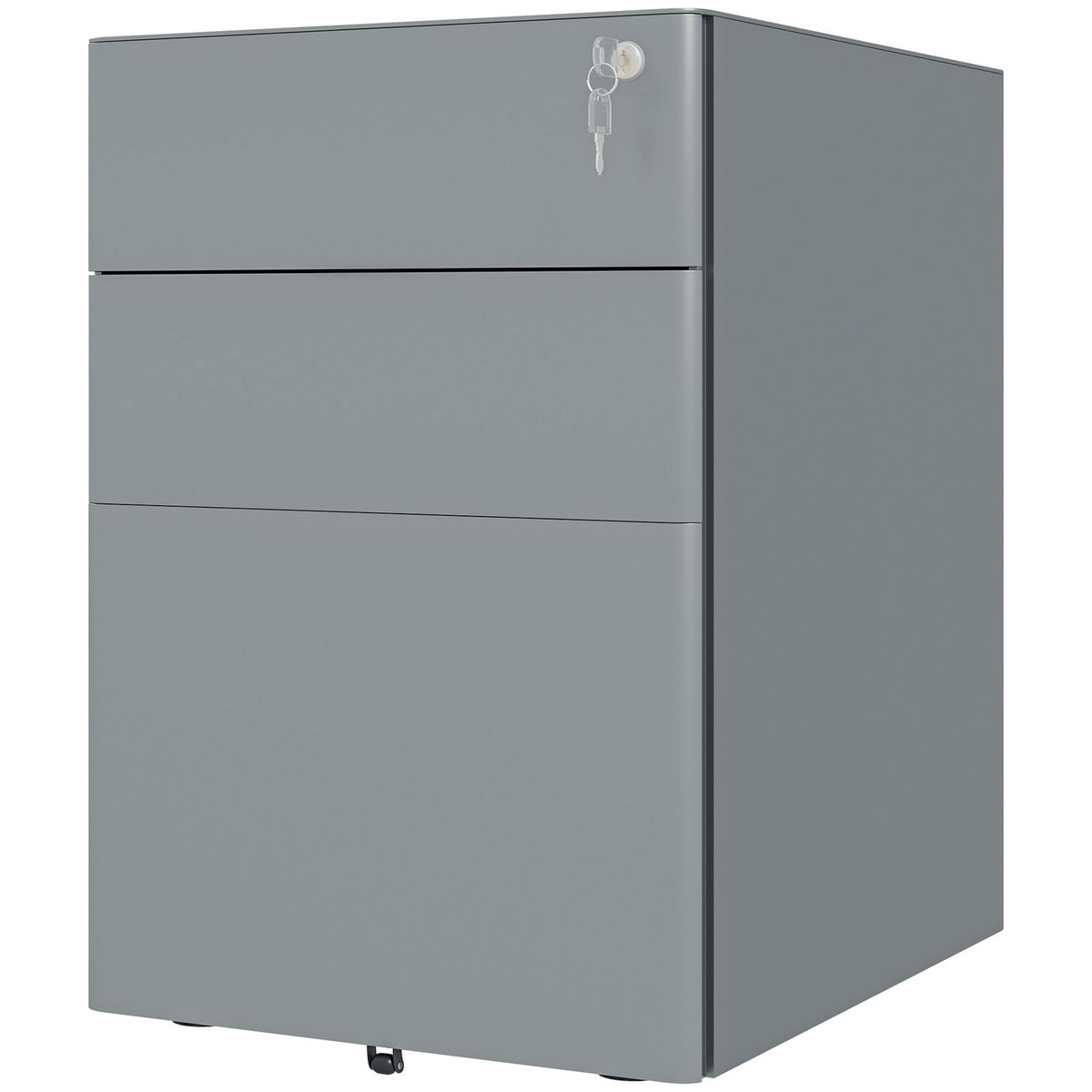 Rolling Container Mobile Filing Cabinet with 3 Drawers Lockable Office Cabinet with Hanging File Storage Steel 39 x 48 x 59 cm Gray