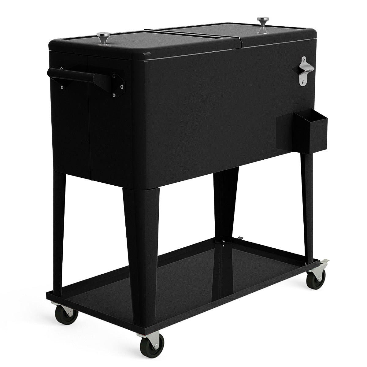 Rolling Cooler Cart 76L, Wheels, Bottle Opener