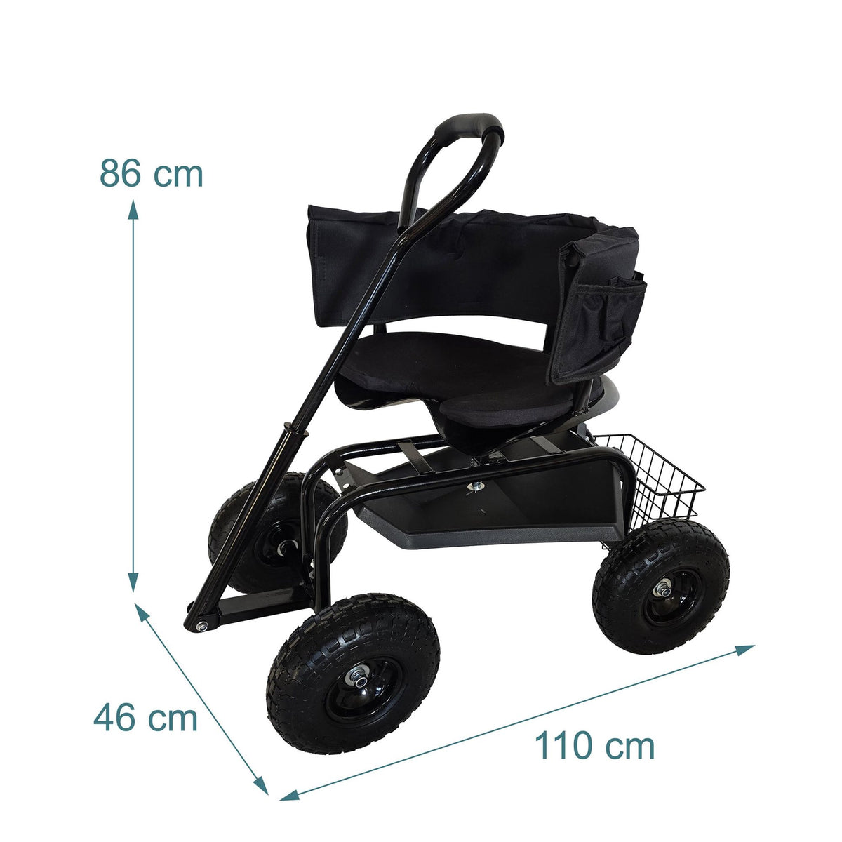 Rolling Garden Seat with Adjustable Height and Storage