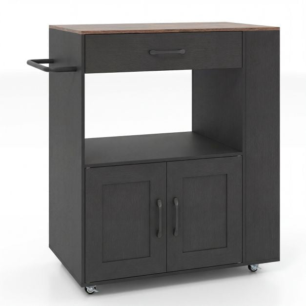 Rolling Kitchen Island Cart With Storage, Locking Wheels