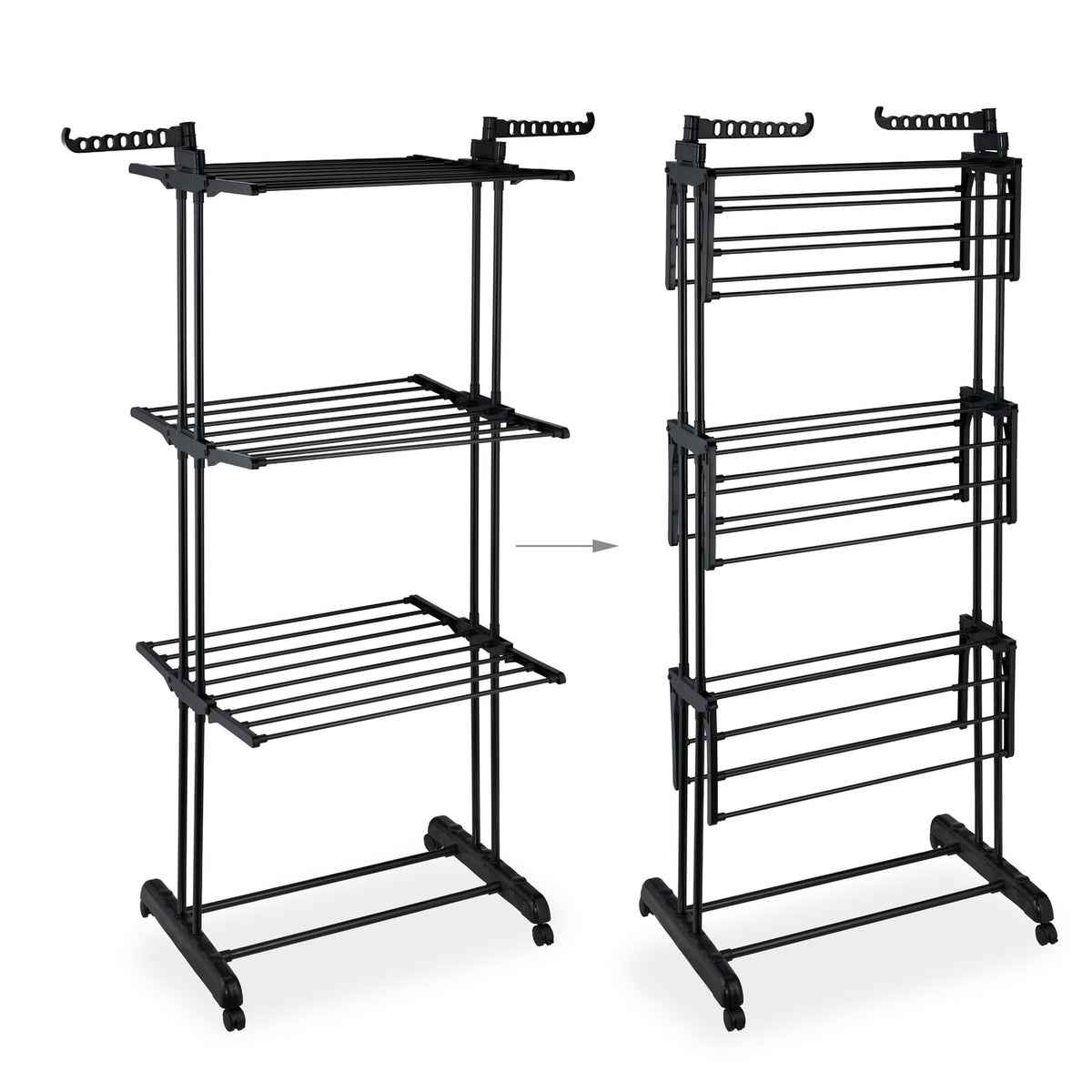 Rolling Laundry Drying Rack with Foldable Wings