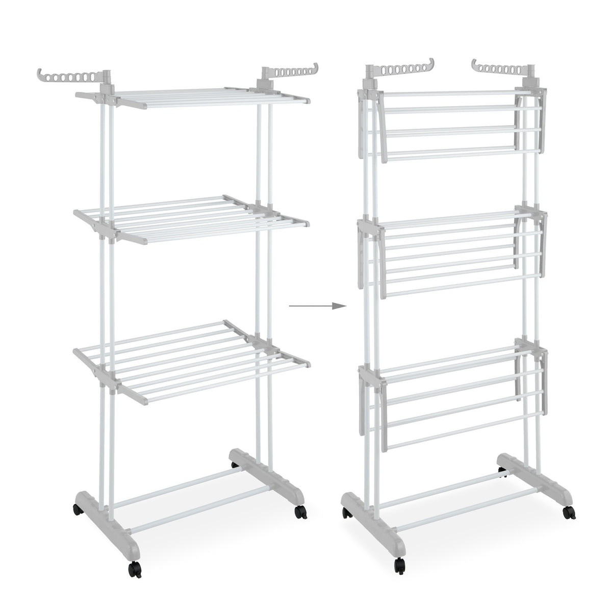 Rolling Laundry Drying Rack with Foldable Wings