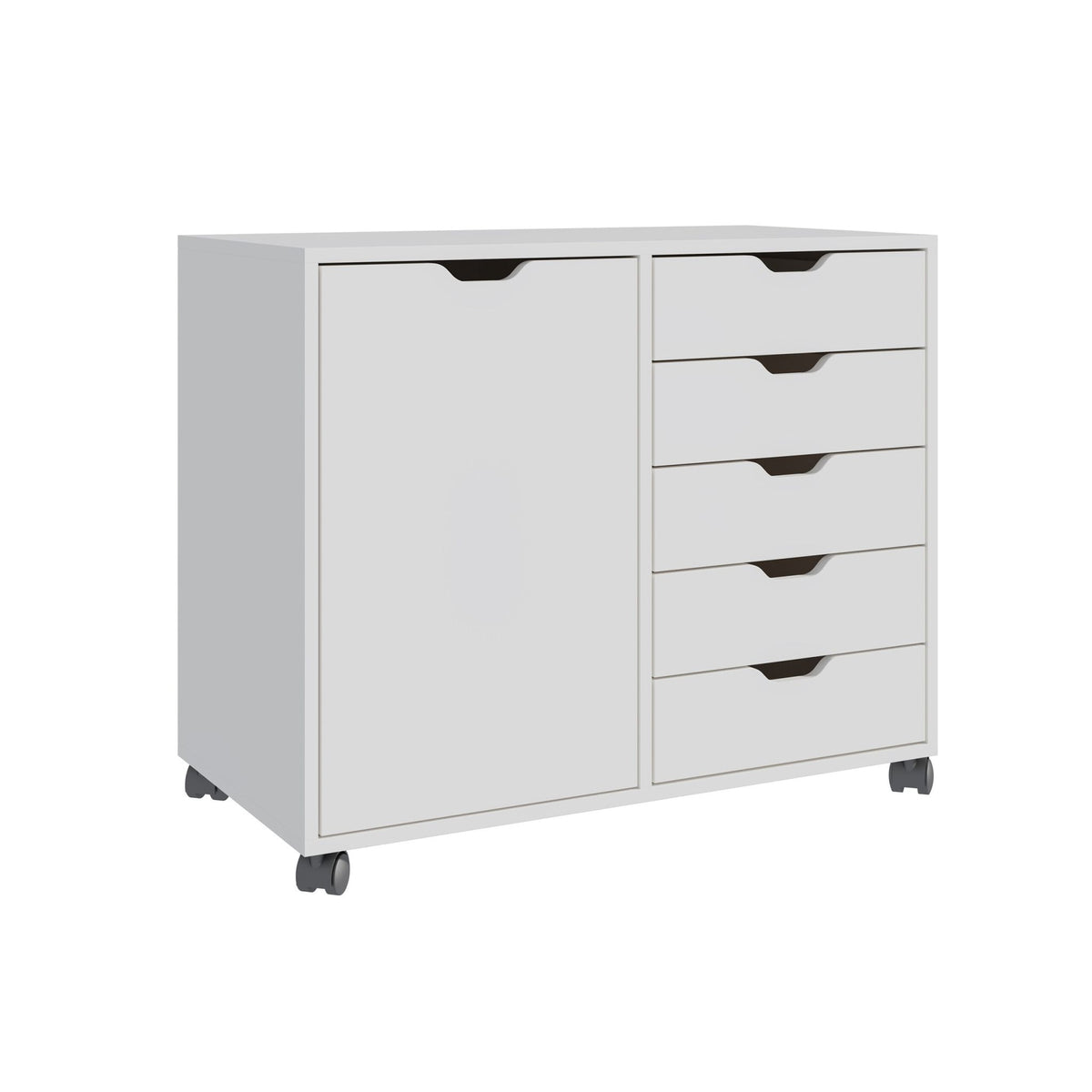 Rolling Office Cart with 5 Drawers & 2 Shelves