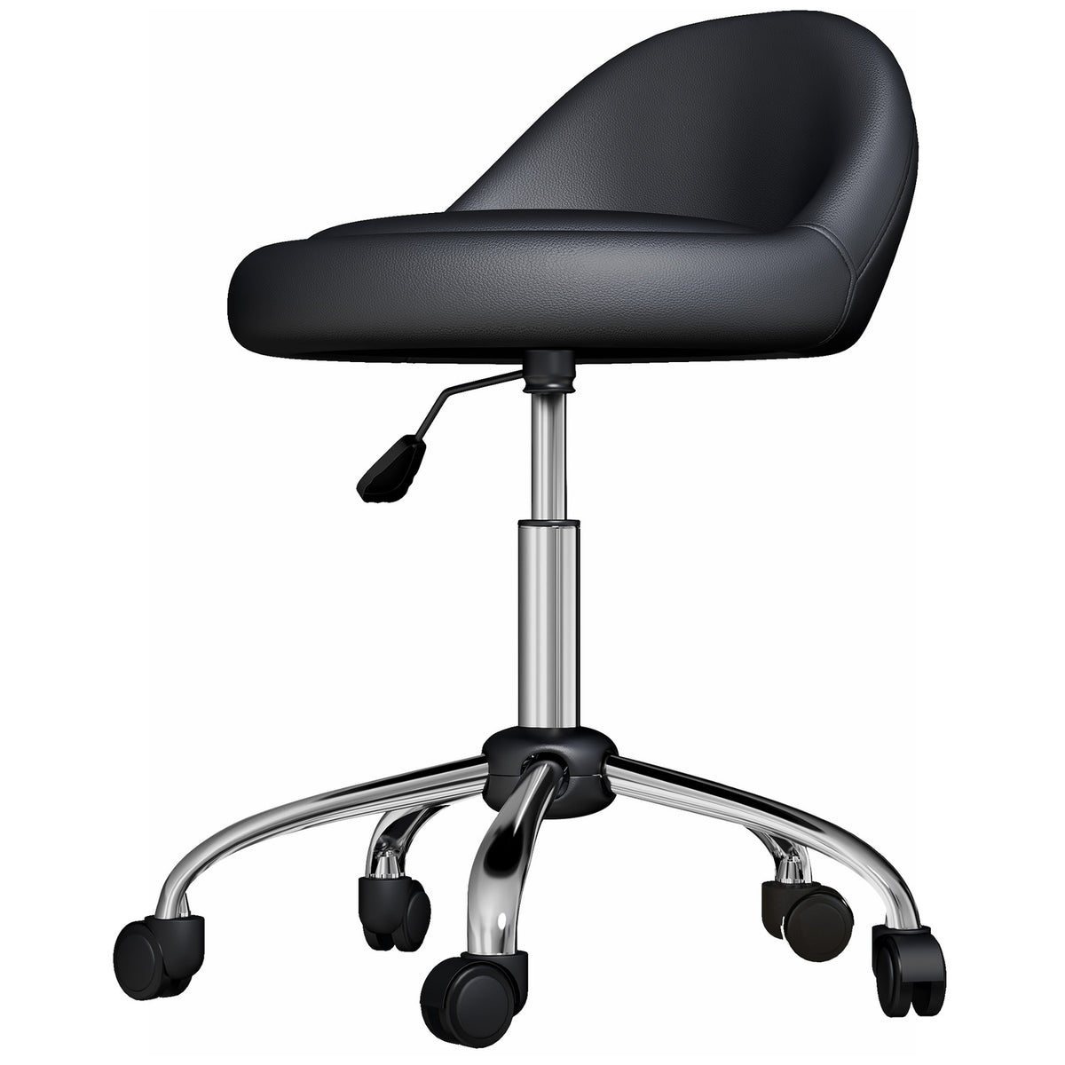 Rolling Stool Height-Adjustable Work Stool 63-83 Cm Swivel Stool With Wheels Swivel Salon Chair Salon Stool Faux Leather Black