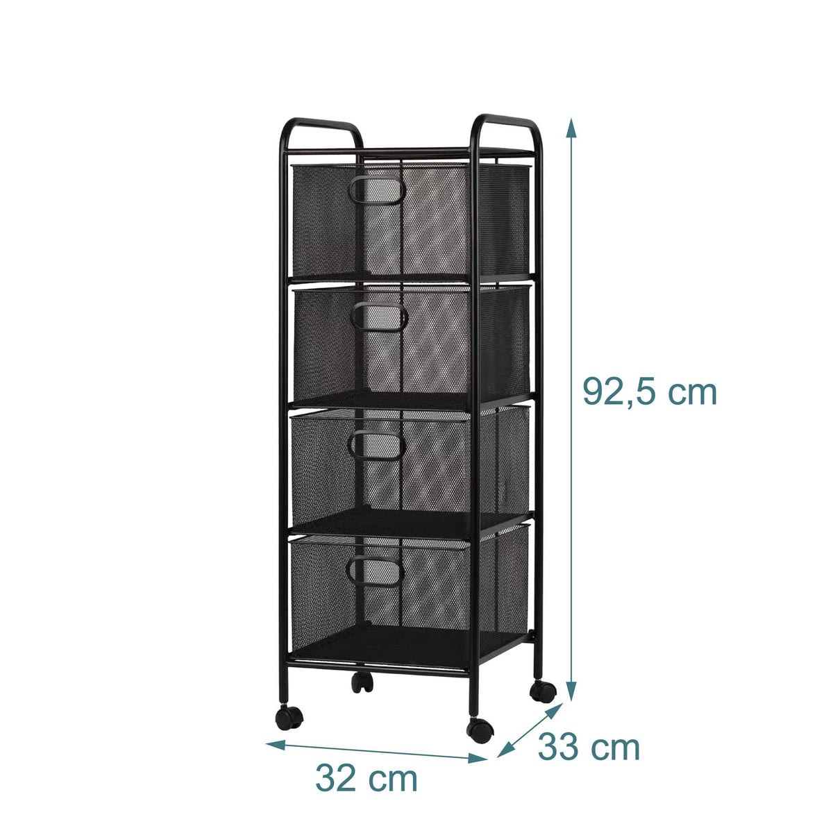 Rolling Storage Cart, 4-Drawer Organizer With Casters
