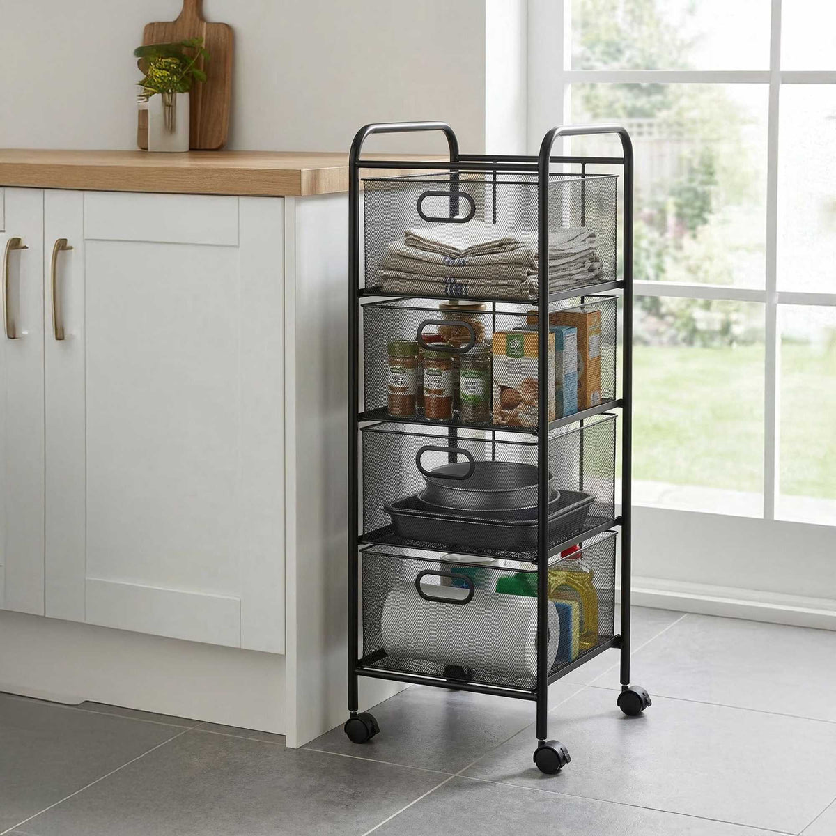 Rolling Storage Cart, 4-Drawer Organizer With Casters
