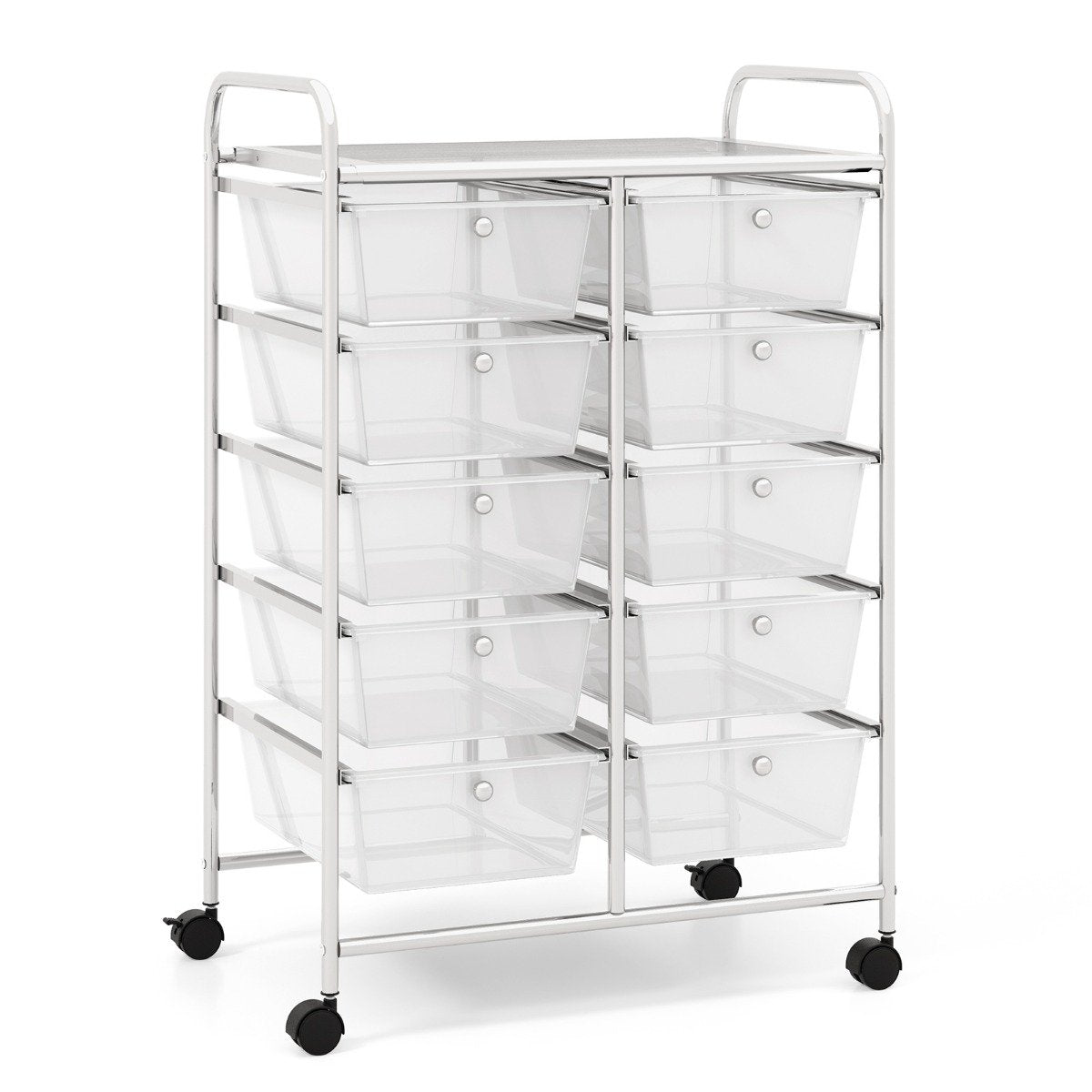 Rolling Storage Cart with 10 Drawers, Lockable Wheels