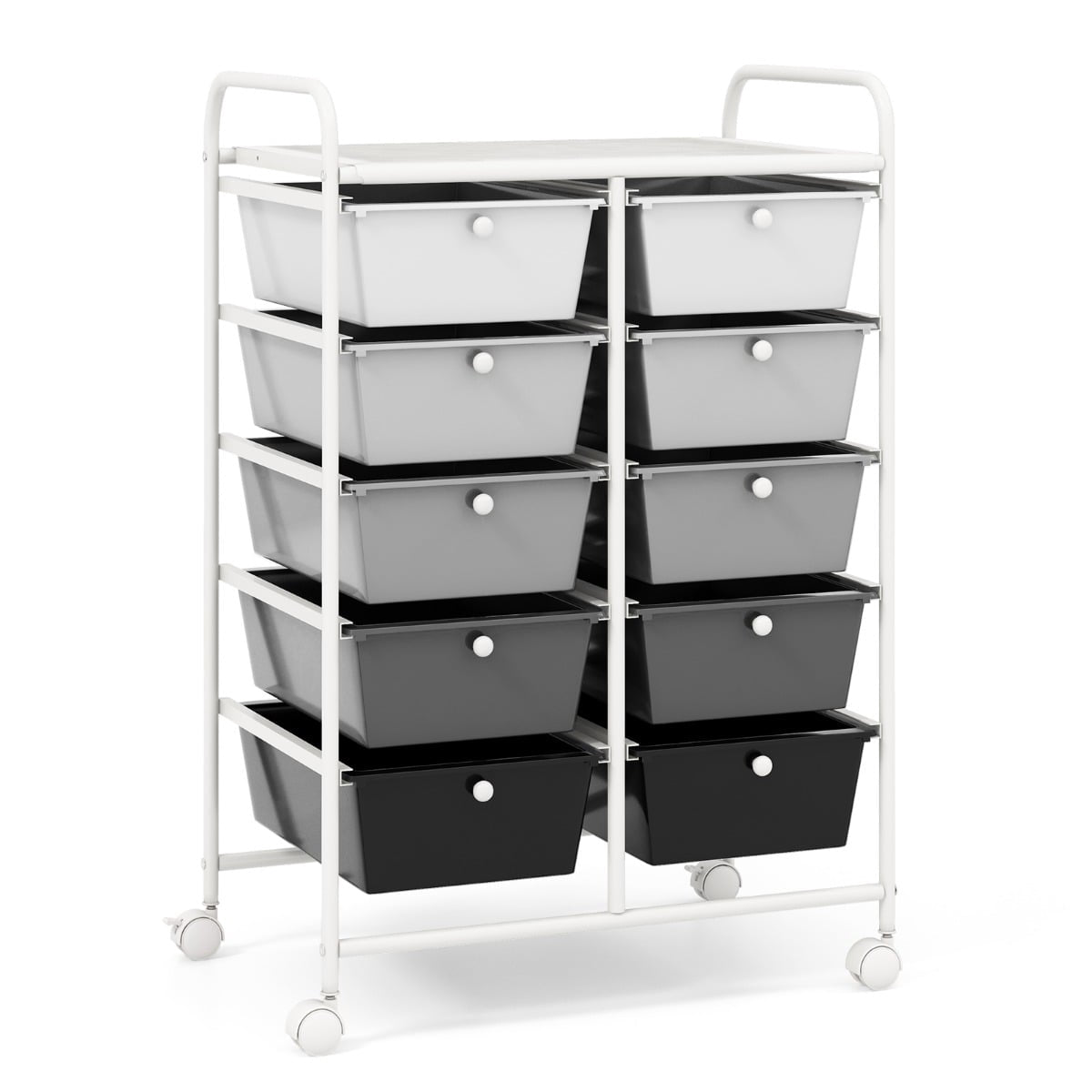 Rolling Storage Cart with 10 Drawers, Lockable Wheels