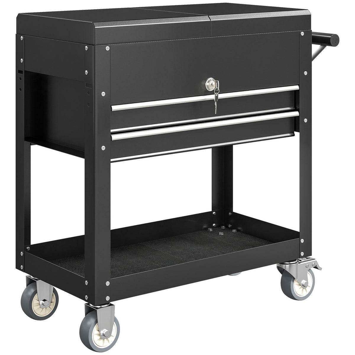 Rolling Tool Cabinet with Drawers, Lockable Steel, Black