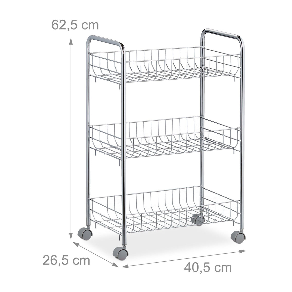 Rolling shelf in metal