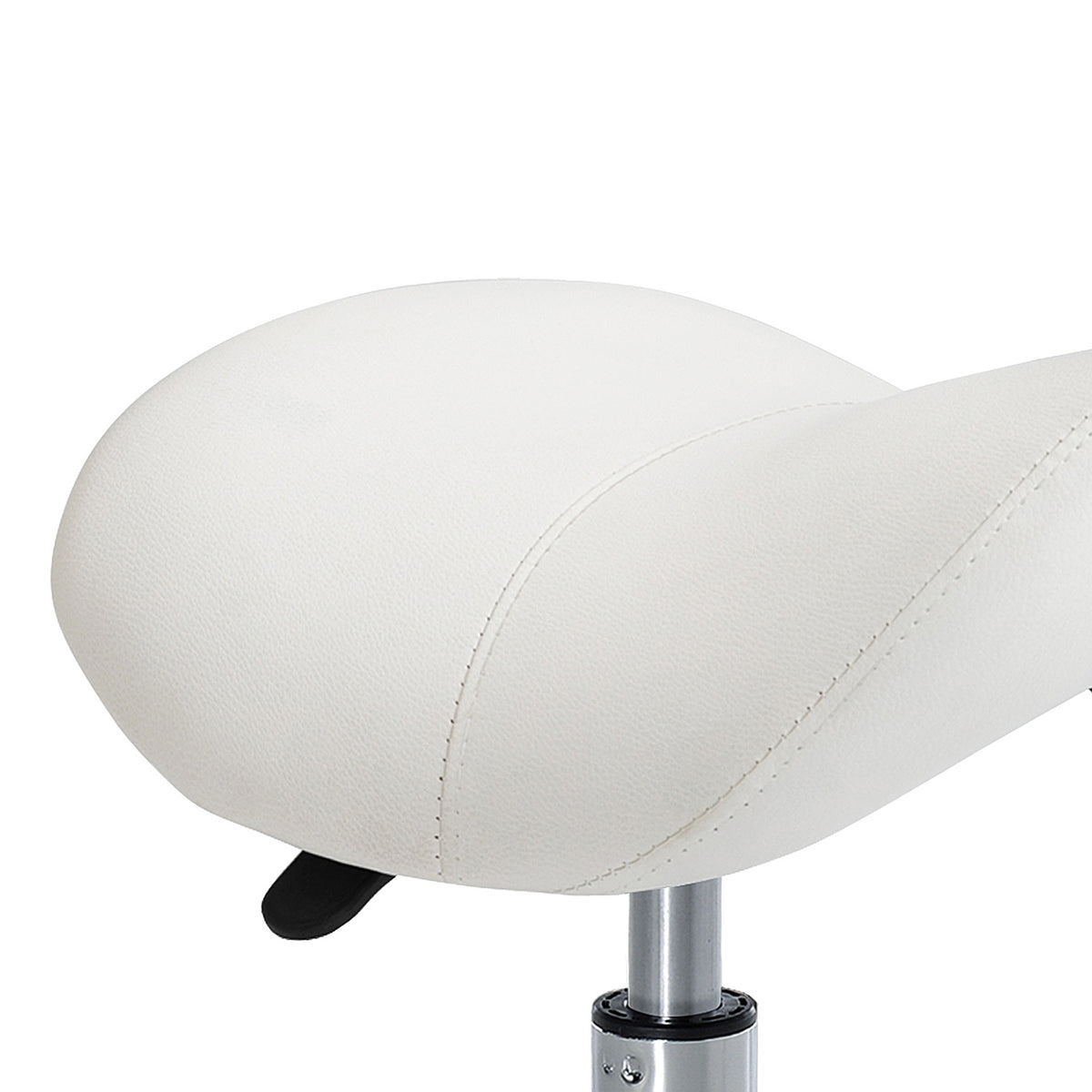 Rolling stool, height-adjustable, saddle stool, work stool, padded, white
