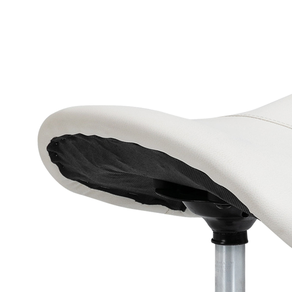 Rolling stool, height-adjustable, saddle stool, work stool, padded, white