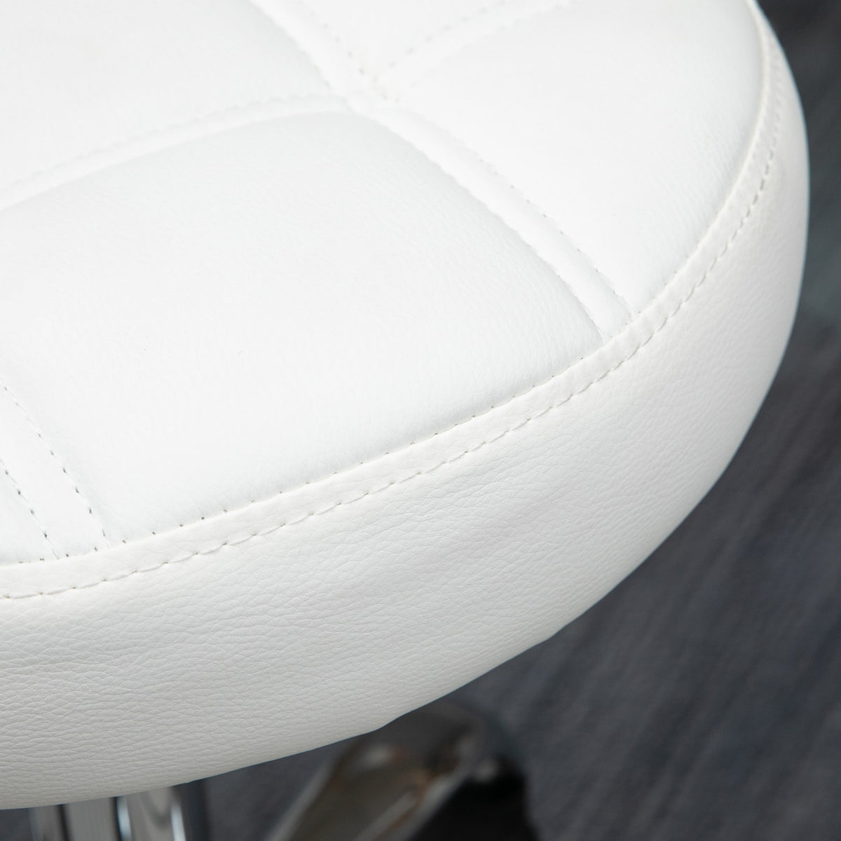 Rolling stool, height-adjustable work stool, rotating salon stool for office, massage, faux leather, white, diameter 35.5 x 51-67 cm