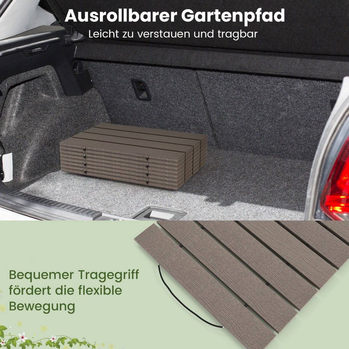 Roll-out path made of HDPE I 242 cm I Width 43 cm I Weatherproof I Roll-out garden path for wedding garden gray