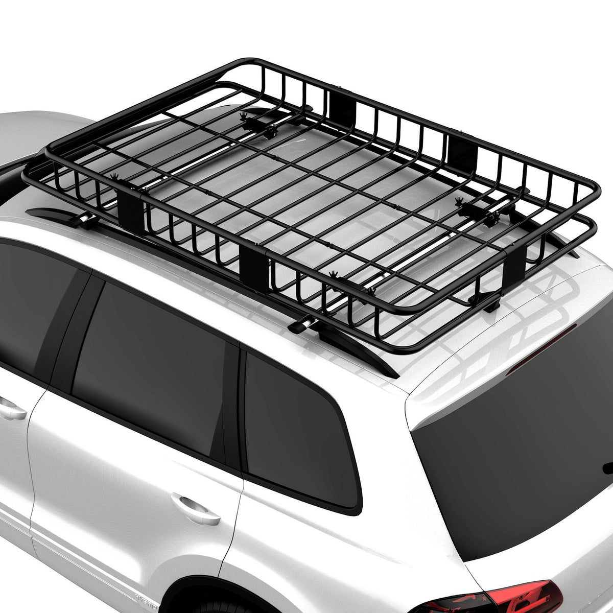 Roof Basket Car Adjustable Length, Universal Roof Rack, Luggage Basket Metal, Black, 162X99X16Cm