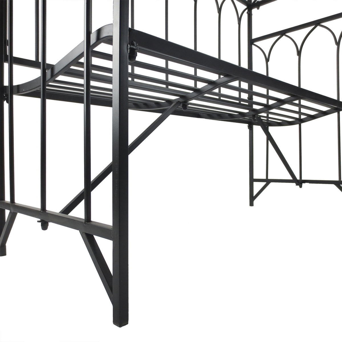 Rose Arch With Bench, Rose Bench, Arbor Bench, Philosopher'S Bench, Trellis, Garden Bench, Metal, Black, 115 X 50 X 203 Cm