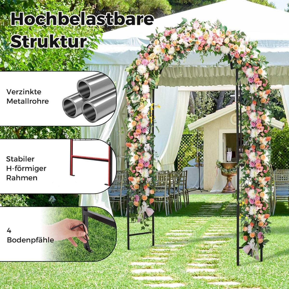 Rose arch metal garden arch for climbing plants trellis arch for backyard wedding party 143 x 40 x 234 cm