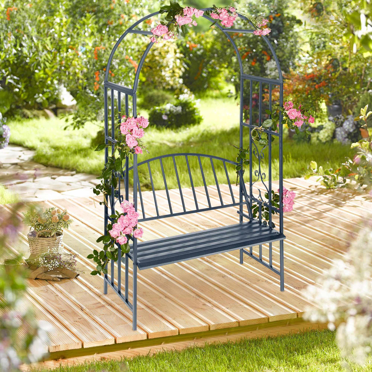 Rose arch with bench seat for 2
