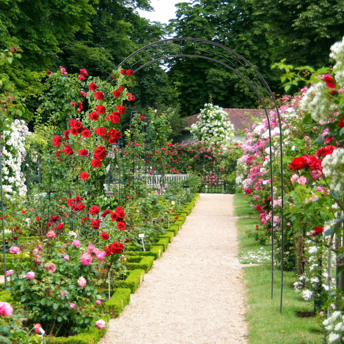 Rose arch with supporting ornaments