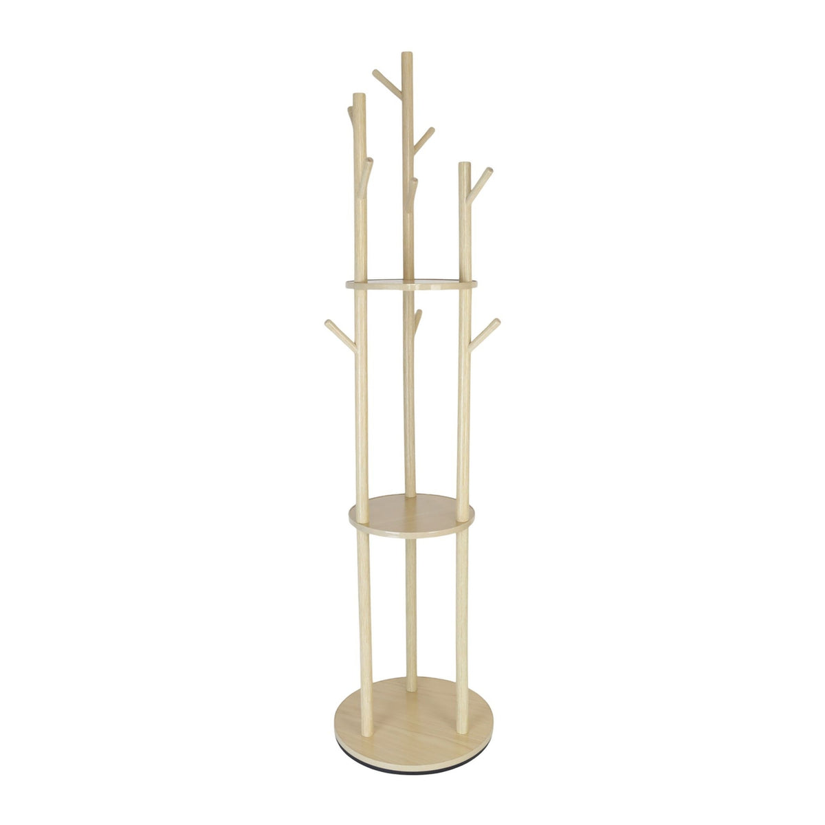 Rotating Coat Rack with 3 Shelves and 9 Hooks