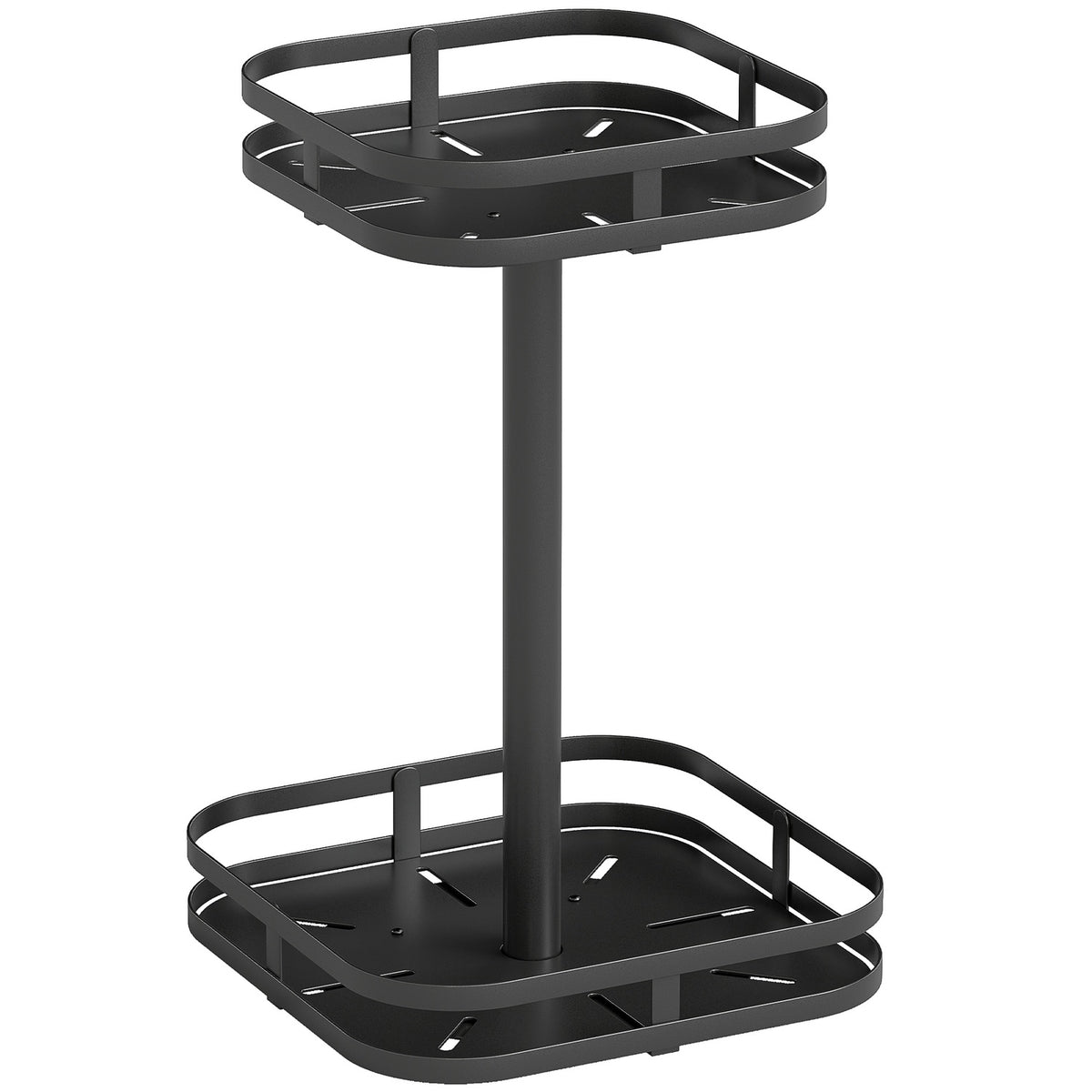 Rotating Spice Rack, 2-Tier, Metal, Black, Suction Feet
