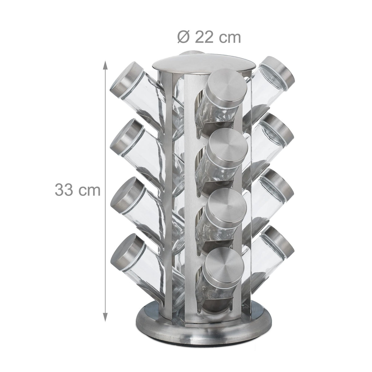 Rotating spice rack with 16 spice jars