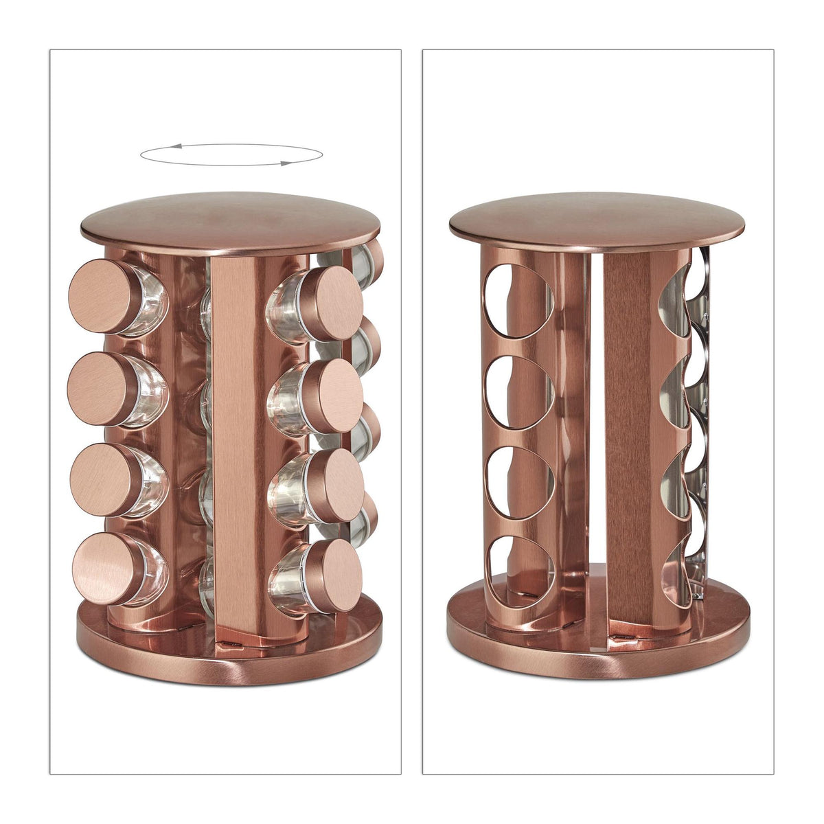 Rotating spice rack with 16 spice jars