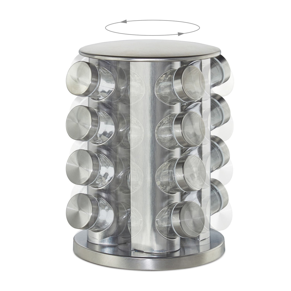 Rotating spice rack with 16 spice jars