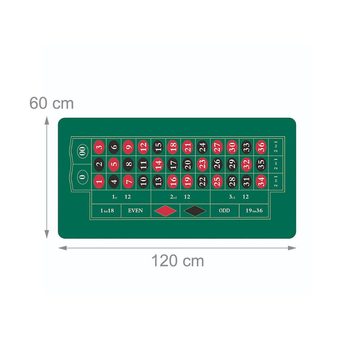 Roulette Gaming Mat 60x120 cm – Non-Slip, Foldable