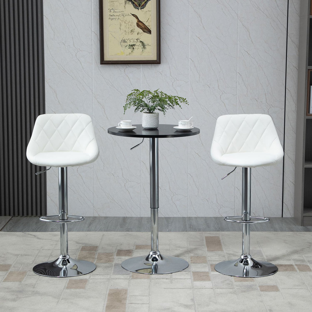 Round Bar Table Height Adjustable Rotating Table Steel Black Ø61X70-97Cm
