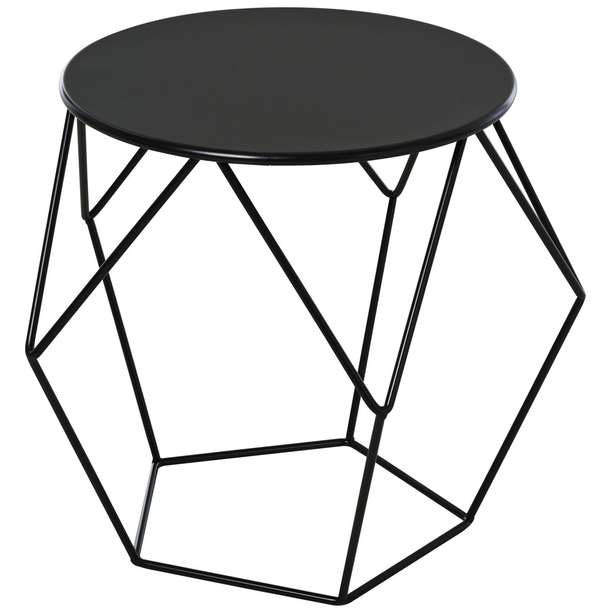 Round Coffee Table With Storage Side Table & Nesting Table, Metal Basket Design, For Living Room & Bedroom, 51X51X44 Cm