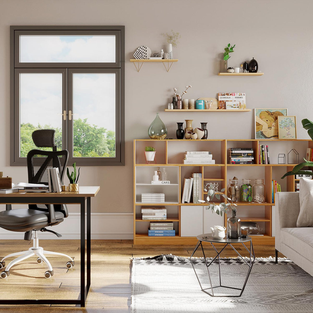 Round Coffee Table With Storage Side Table & Nesting Table, Metal Basket Design, For Living Room & Bedroom, 51X51X44 Cm