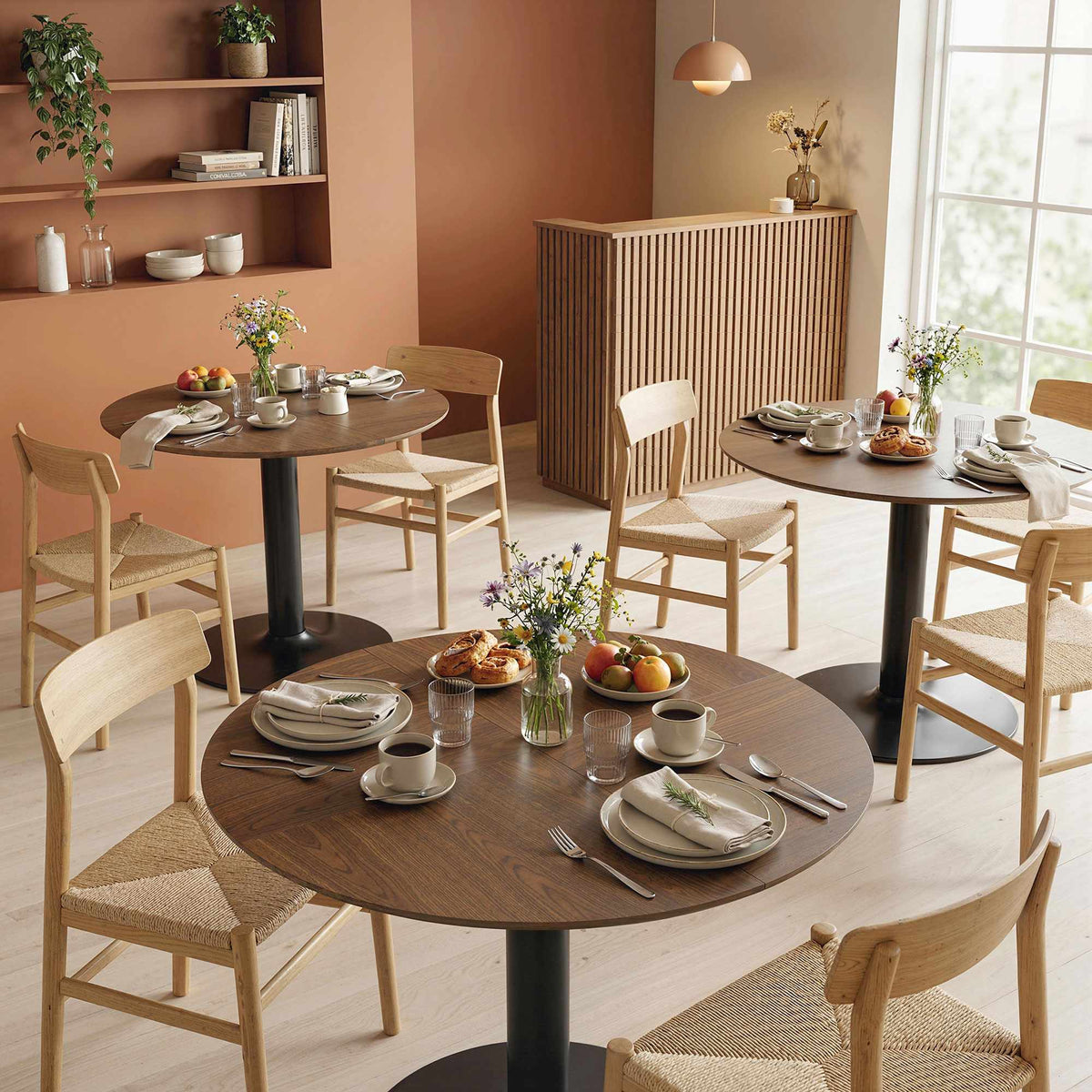 Round Dining Table, 110 cm, MDF and Steel, Seats 6