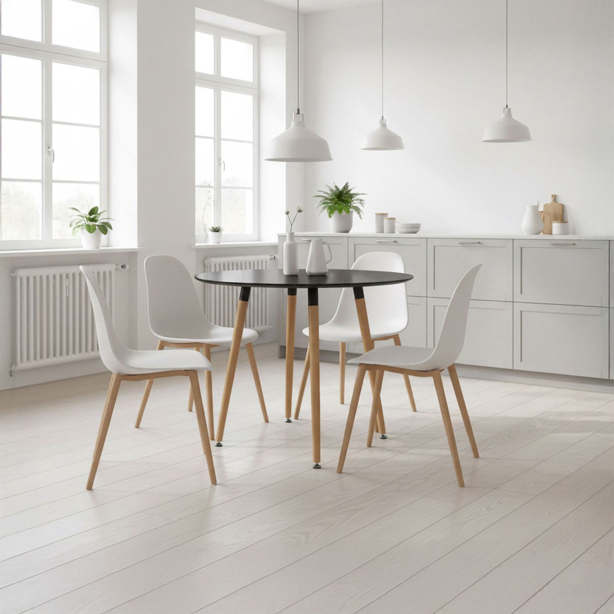 Round Dining Table, Bamboo Legs, Seats 4