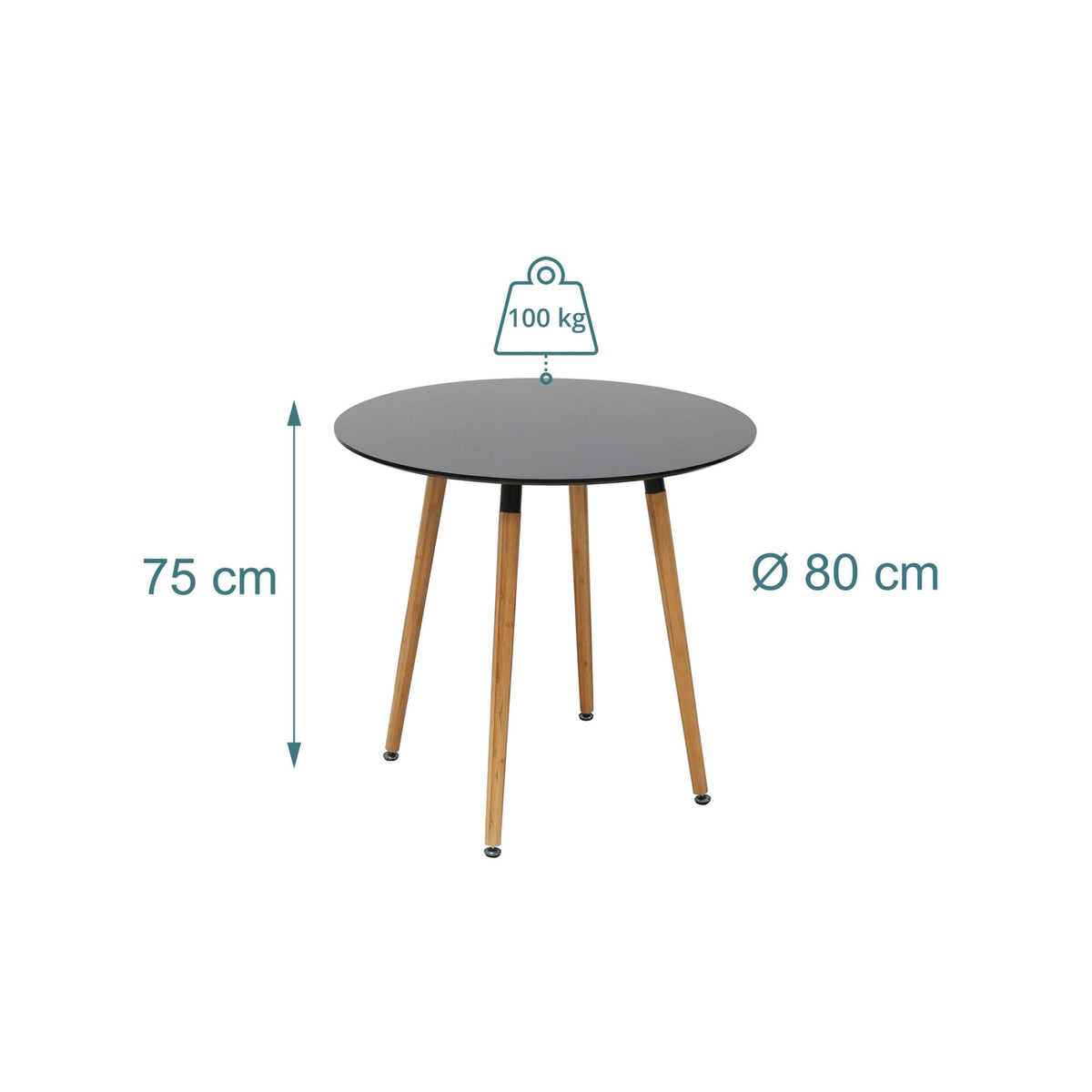 Round Dining Table, Bamboo Legs, Seats 4