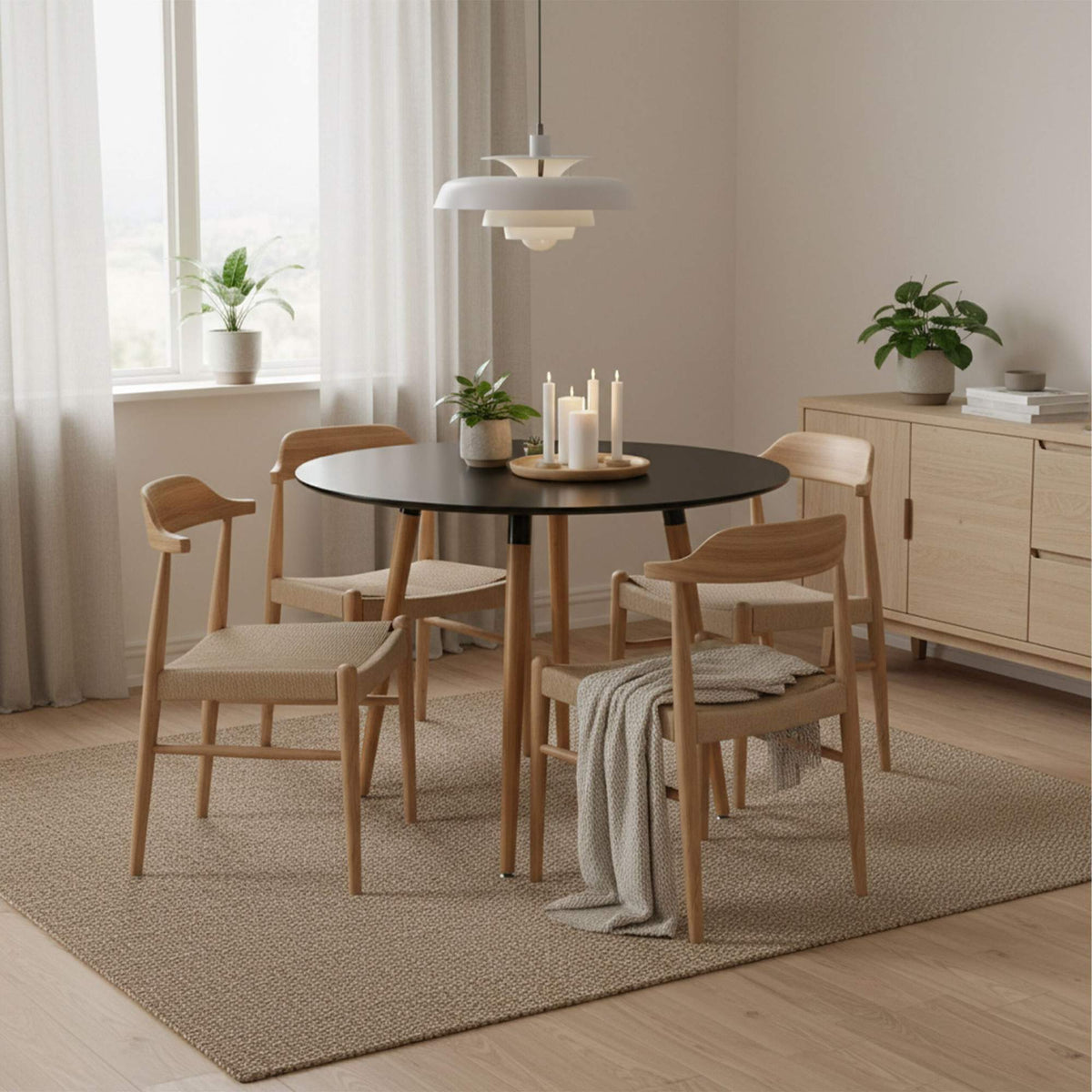 Round Dining Table with Bamboo Legs – Seats 4