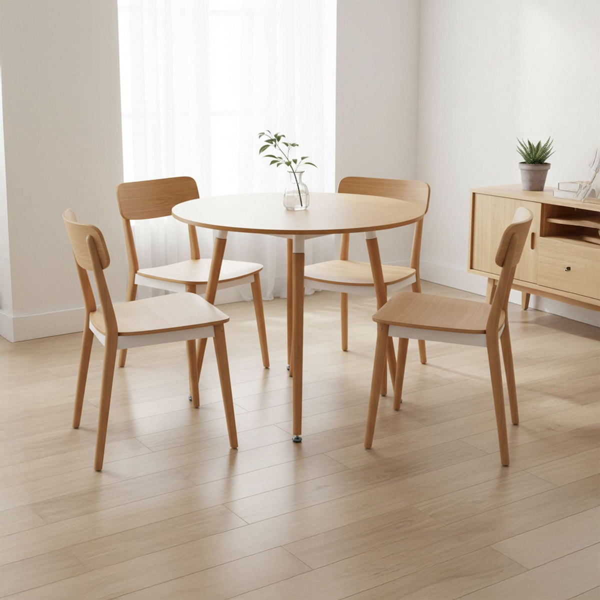 Round Dining Table with Bamboo Legs – Seats 4