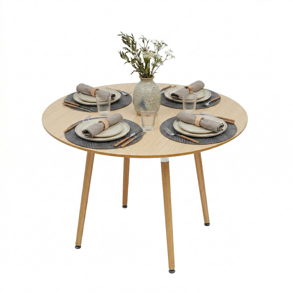 Round Dining Table with Bamboo Legs – Seats 4
